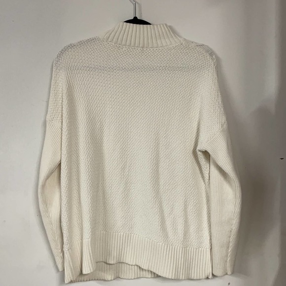 JCrew Swingy cable-knit mockneck sweater AU220 white large popcorn - Picture 5 of 5